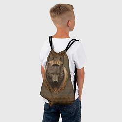 Рюкзак-мешок Волк объёмный барельеф с этническим орнаментом, цвет: 3D-принт — фото 2