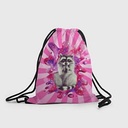 Рюкзак-мешок Енот на фоне космической кляксы, цвет: 3D-принт