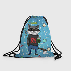 Рюкзак-мешок Енот с нимбом - фанат Доты, цвет: 3D-принт