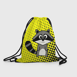 Рюкзак-мешок Енот на желтом фоне с черными пятнами, цвет: 3D-принт