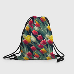 Рюкзак-мешок Много тюльпанов, цвет: 3D-принт