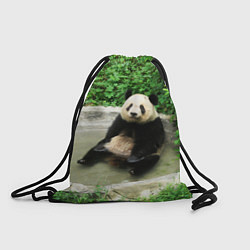 Рюкзак-мешок Панда отдыхает в ванной, цвет: 3D-принт