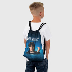 Рюкзак-мешок Уэнсдэй синий фон, цвет: 3D-принт — фото 2
