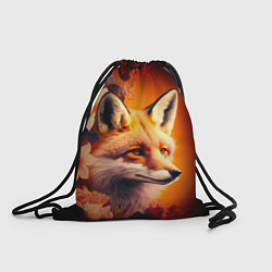 Рюкзак-мешок Огненно рыжая лиса в цветах, цвет: 3D-принт