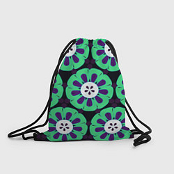 Рюкзак-мешок Паттерн голубо-зеленые зубастые цветы, цвет: 3D-принт