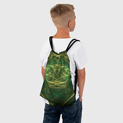 Рюкзак-мешок Зелёно-жёлтый волнообразные линии во тьме, цвет: 3D-принт — фото 2