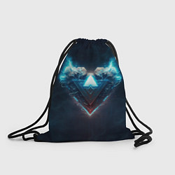 Рюкзак-мешок Каменное сердце в синем неоновом электрическом све, цвет: 3D-принт