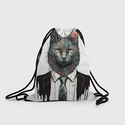 Рюкзак-мешок Кот в костюме с галстуком, цвет: 3D-принт