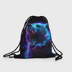 Рюкзак-мешок Свирепый неоновый медведь, цвет: 3D-принт