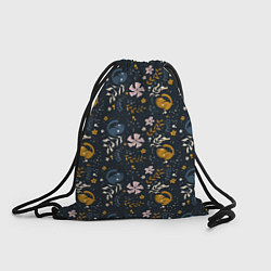 Рюкзак-мешок Растительный паттерн с котиками, цвет: 3D-принт