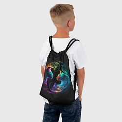 Рюкзак-мешок Инь-янь коты неон, цвет: 3D-принт — фото 2