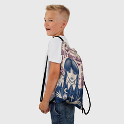 Рюкзак-мешок Уэнсдей Аддамс в стиле готического тату, цвет: 3D-принт — фото 2