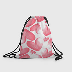 Рюкзак-мешок Розовые акварельные сердца - паттерн, цвет: 3D-принт