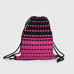 Рюкзак-мешок Черные и розовые сердца узор, цвет: 3D-принт