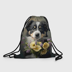 Рюкзак-мешок Щенок с цветами, цвет: 3D-принт