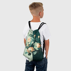 Рюкзак-мешок Розы на зеленом фоне, цвет: 3D-принт — фото 2