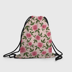 Рюкзак-мешок Акварельные розы на бежевом - паттерн, цвет: 3D-принт