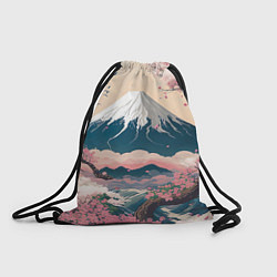 Рюкзак-мешок Японский пейзаж: цветение сакуры у горы Фудзияма, цвет: 3D-принт