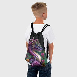 Рюкзак-мешок Неоновый дракон с цветами, цвет: 3D-принт — фото 2