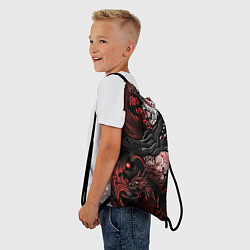 Рюкзак-мешок Красный Irezumi узор, цвет: 3D-принт — фото 2