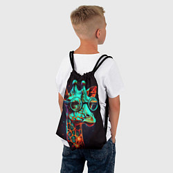 Рюкзак-мешок Зеленый жираф в круглых очках, цвет: 3D-принт — фото 2