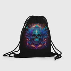 Рюкзак-мешок Мексиканский неоновый череп с крестом, цвет: 3D-принт