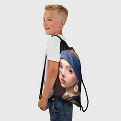 Рюкзак-мешок Девушка с жемчужной сережкой - современный вариант, цвет: 3D-принт — фото 2