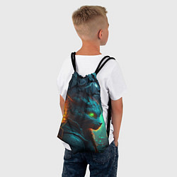 Рюкзак-мешок Кот из разломленных неоновых плит, цвет: 3D-принт — фото 2