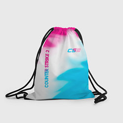 Рюкзак-мешок Counter Strike 2 neon gradient style: надпись, сим, цвет: 3D-принт