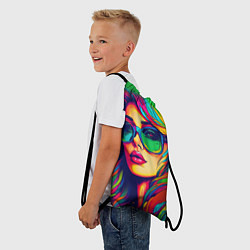 Рюкзак-мешок Девушка с разноцветными волосами, цвет: 3D-принт — фото 2