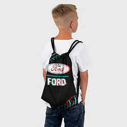 Рюкзак-мешок Значок Ford в стиле glitch на темном фоне, цвет: 3D-принт — фото 2