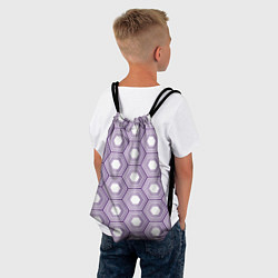 Рюкзак-мешок Шестиугольники фиолетовые, цвет: 3D-принт — фото 2