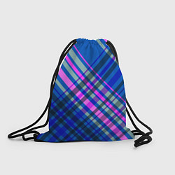 Рюкзак-мешок Синий ассиметричный узор с розовыми косыми полосам, цвет: 3D-принт