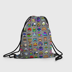 Рюкзак-мешок Значки на скины Бравл Старс Brawl Серый градиент П, цвет: 3D-принт