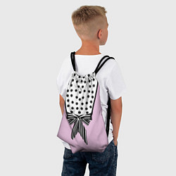 Рюкзак-мешок Костюм Барби: черный горох с полосатым бантом, цвет: 3D-принт — фото 2