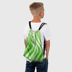 Рюкзак-мешок Белые и зеленый волны, цвет: 3D-принт — фото 2