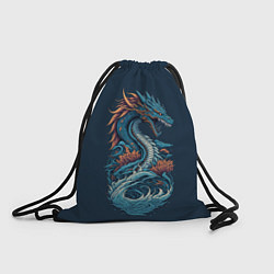 Рюкзак-мешок Синий дракон от нейросети, цвет: 3D-принт