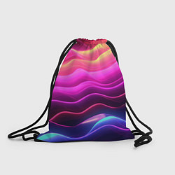 Рюкзак-мешок Розовые и фиолетовые неоновые волны, цвет: 3D-принт