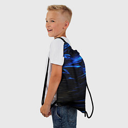 Рюкзак-мешок Черные синие волны абстракция, цвет: 3D-принт — фото 2