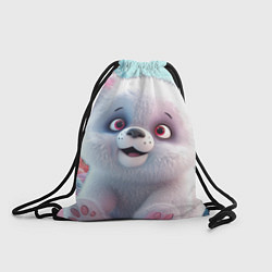Рюкзак-мешок Милый белый пушистый медвежонок, цвет: 3D-принт
