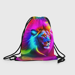 Рюкзак-мешок Неоновый лев в цветовой абстракции, цвет: 3D-принт