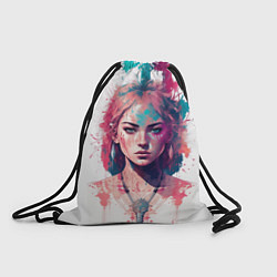 Рюкзак-мешок Девушка акварельные краски, цвет: 3D-принт