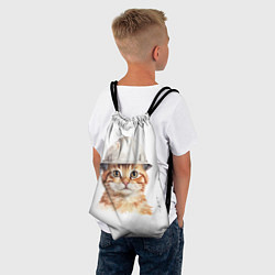 Рюкзак-мешок Акварельный кот-строитель, цвет: 3D-принт — фото 2
