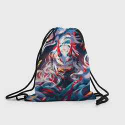 Рюкзак-мешок Девушка киберсамурай и дракон от нейросети, цвет: 3D-принт