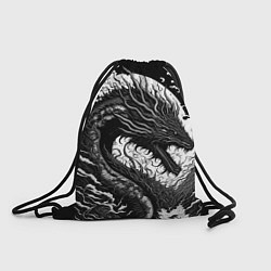 Рюкзак-мешок Черно-белый дракон и волны, цвет: 3D-принт