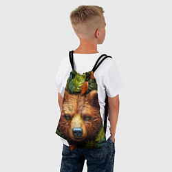 Рюкзак-мешок Медведь в листьях, цвет: 3D-принт — фото 2