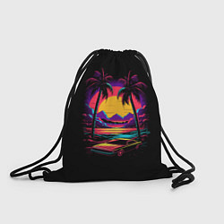 Рюкзак-мешок Неоновая машина и пальмы, цвет: 3D-принт
