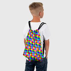 Рюкзак-мешок Разноцветные искривленные маленькие квадраты, цвет: 3D-принт — фото 2
