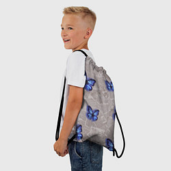 Рюкзак-мешок Газетные обрывки и синие бабочки, цвет: 3D-принт — фото 2
