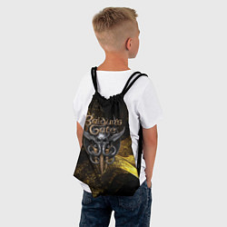 Рюкзак-мешок Baldurs Gate 3 logo gold black, цвет: 3D-принт — фото 2